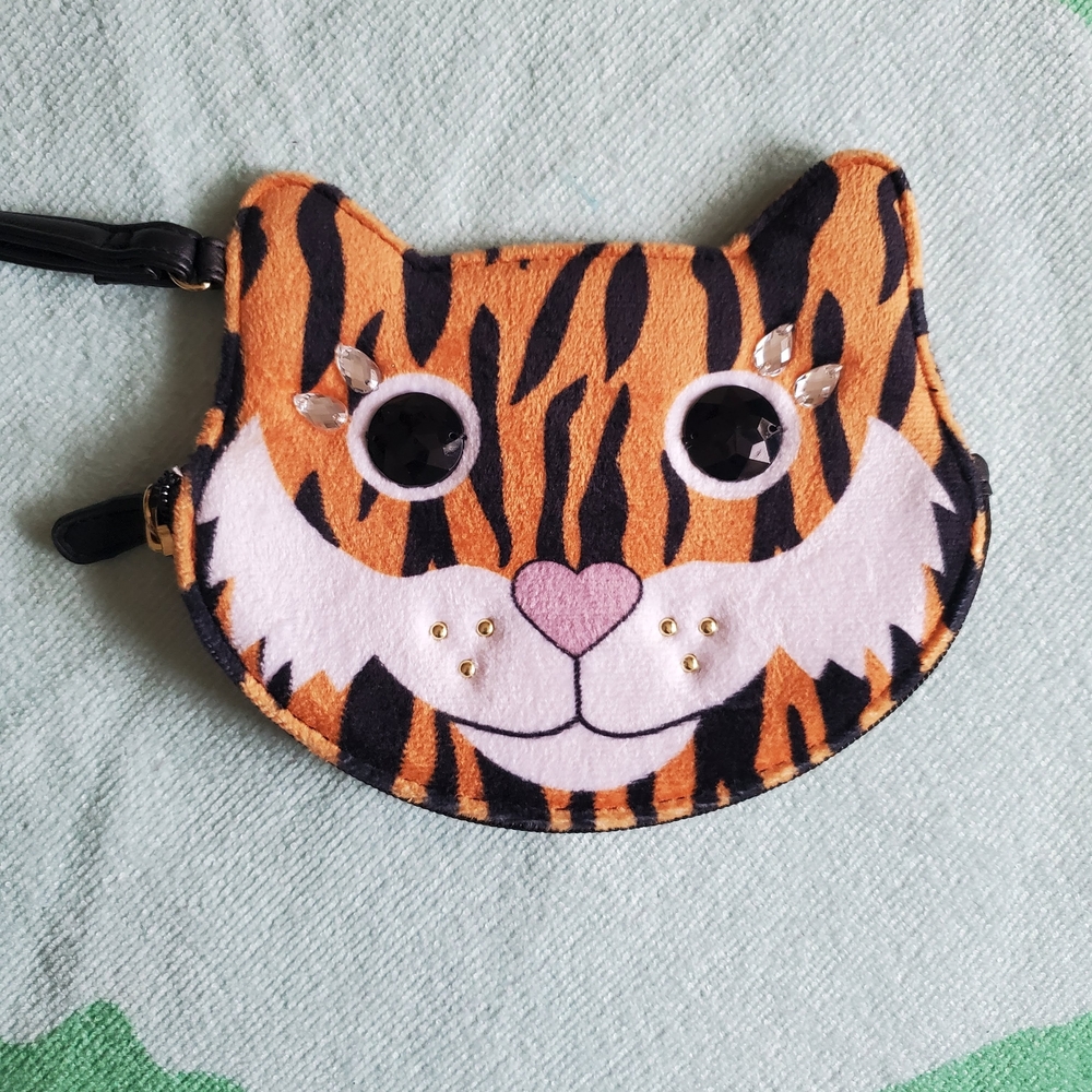 Betsey Johnson Tiger Face Clutch in Orange and Black